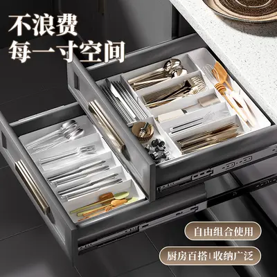 Kitchen drawer divider for cutlery, knives, forks and chopsticks storage