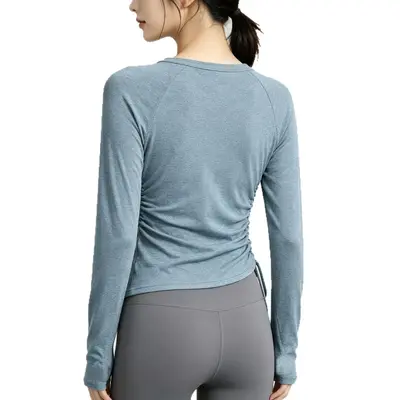 Damen Yoga-Langarmshirt elastisch atmungsaktiv