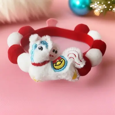 Plush Lion Dance Pet Collar for Cats and Dogs New Year