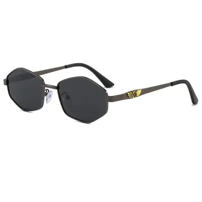 Retro Polygonal Metal Frame Polarized Sunglasses for Men, Fishing and Driving - 3