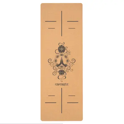 Yoga mat, 183x68cm, natural rubber, cork surface, silent - 11
