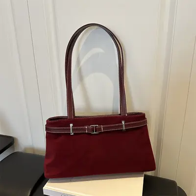 Small Square Handbag with Belt Detail, Single Shoulder Bag - 3