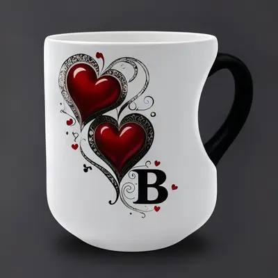 Heart-Pattern Black Color-Changing Ceramic Coffee Mug - 7