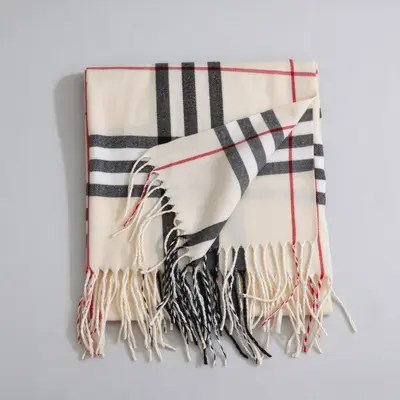 Burberry Tarzı Kadın Ekose Eşarp, Kış İçin Sıcak ve Yumuşak Şal - 11