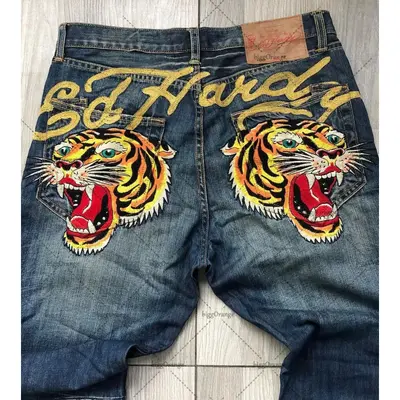 Gothic Pattern Y2K Men's Loose Jeans - 7