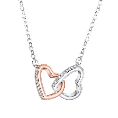 Edelstahlkette mit herzförmigem Anhänger, durchbrochenes Design, Geschenk