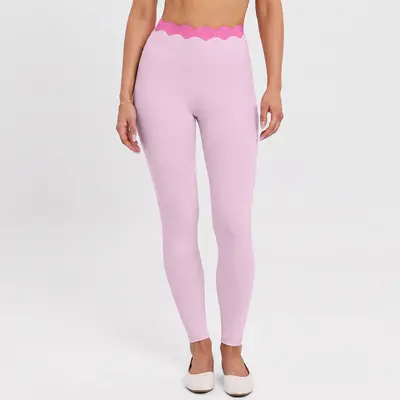 Kadın Yoga Leggings Kontrast Kabuk Dantel Detayı Yüksek Bel - 8