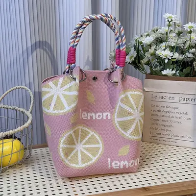 Large Capacity Ring Handle Knitted Tote Bag Korean Style Wedding Gift Bag Women's Hand Carry Bag Wholesale - 11