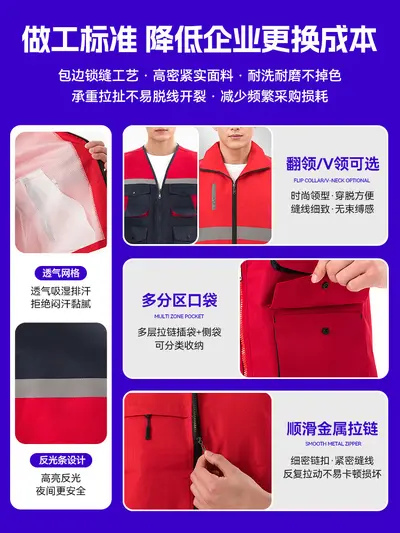 Multi-Pocket Volunteer Vest with Custom Printed Logo - 5