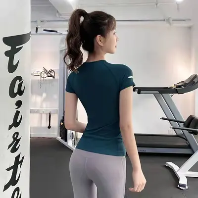 Damen-Yogabekleidung, Pilates-Fitnessbekleidung, schnelltrocknendes T-Shirt