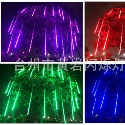 Outdoor LED Meteor Shower String Lights, Waterproof Solar-Powered, Tree-Hanging Decorative