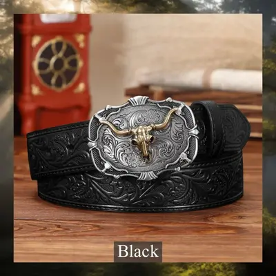 Grenzüberschreitender Western Cowboy Retro Bullhead Herren Gürtel geprägt American Trend Jeansgürtel Fabrik Ready Stock Partieware