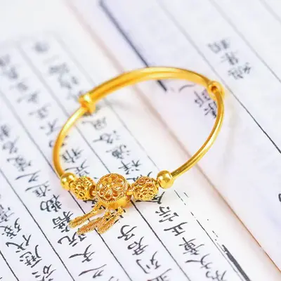 Dream catcher bracelet, sand gold, push-pull closure - 5