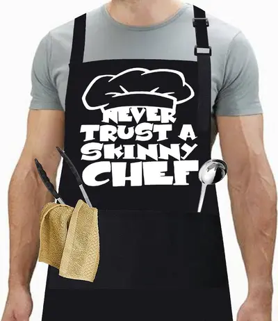 Waterproof Printed Apron with Funny Lettering for Barbecue and Kitchen - 7
