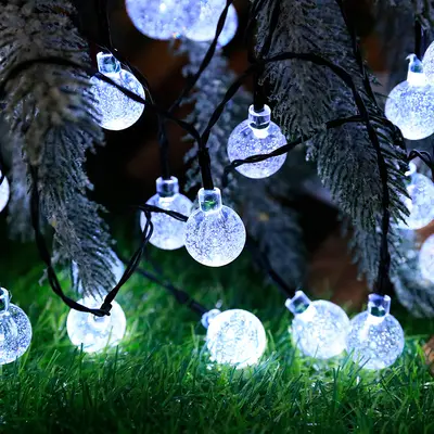 Waterproof Outdoor Solar LED Crystal Ball String Lights