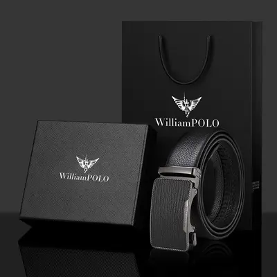 Emperor Paul leather belt for men, genuine leather, business alloy belt, automatic buckle belt, premium genuine trendy belt for men. - 7
