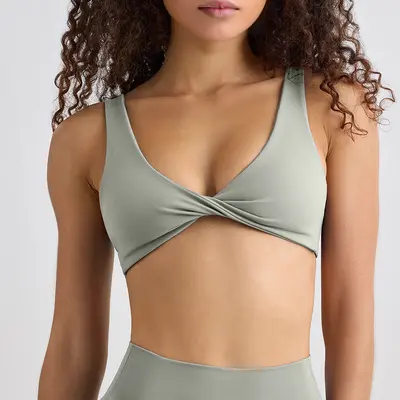 欧美跨境裸感瑜伽服女紧身速干瑜伽文胸户外跑步健身服运动套装 - 8