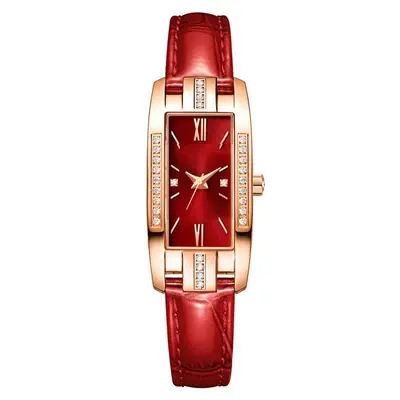 TikTok Internet Celebrity Live Streaming Traffic Small Green Face Diamond-Inlaid Square Women's Watch Vintage Fashion Women's Wristwatch - 8