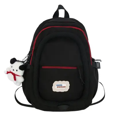 Autumn Color-Block Student Backpack Japanese Minimalist Contrast Unisex School Bag Campus Lightweight Burden-Reducing Large Capacity - 8