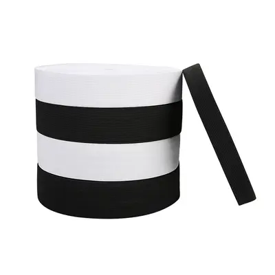 Kaymaz yassı elastik bant, siyah-beyaz, 1 cm kalın polyester kemer ve çanta aksesuarı - 6