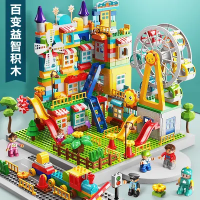 Large Particle Building Blocks, Amusement Park Castle and Ferris Wheel Scene - 5