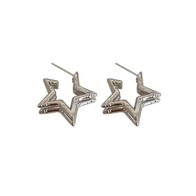 Minimalist metal pentagram stud earrings for women unique design