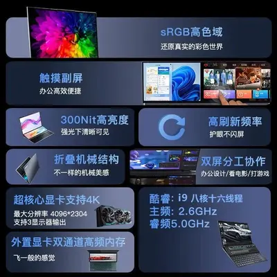 Dual-Screen Notebook, Core i9, Touchscreen, ultradünn, 2-in-1