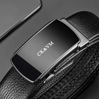 Guangzhou Genuine Leather Men's Belt with Automatic Buckle, Full Grain Cowhide Waist Belt, Premium Quality Men's New Style - 7