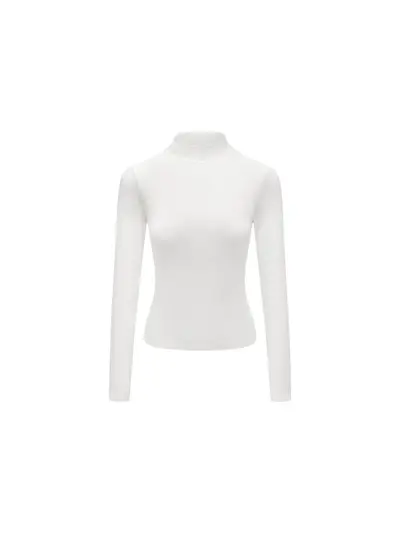 Damen Halbrollkragen-Langarmshirt, Elasthan, Fleece-Innenseite