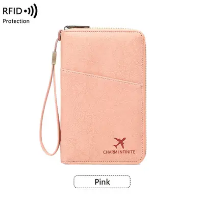 Cross-border new RFID anti-magnetic passport bag long zipper passport holder multifunctional travel ticket storage document bag - 11