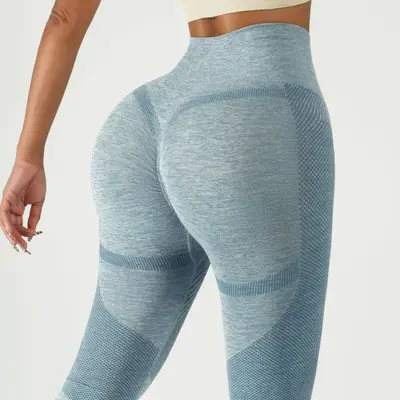 Dikişsiz Şeftali Kalçalı Yoga Taytı, Yüksek Bel, Dar Kesim, Dokuz Çeyrek Pilates Tayt