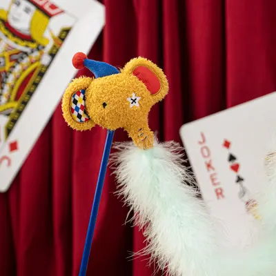 PETSVILLE Interactive Cat Teaser Wand with Feather and Bell - 8
