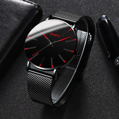 Quartz men's watch, alloy mesh band, business style