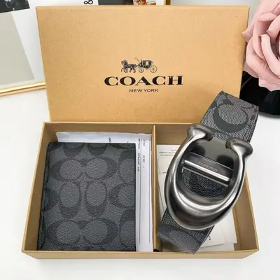 Men's Minimalist Belt Wallet Gift Set, Classic Leather Belt, Adjustable Holes - 7