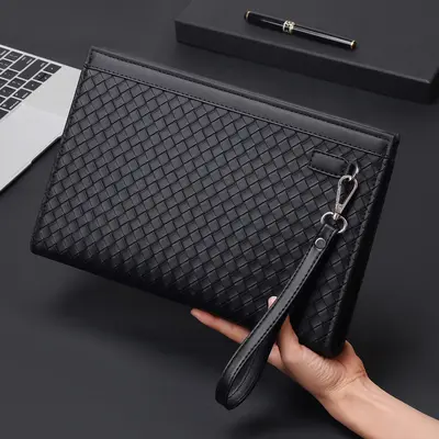 Herren-Clutch mit Webmuster, große Kapazität, Umschlag-Dokumententasche - 3