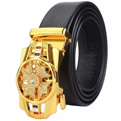 Shilai Yunzhuan Leather Men's Genuine Leather Automatic Buckle Belt Youth Korean Fashion Trendy Business Influencer Tactical Belt
