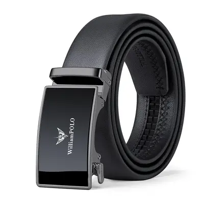 Paul Belt Luxury Leather Belt for Men, Genuine Leather Automatic Buckle Belt, Plain Business Style Alloy Soft Leather Men's Belt