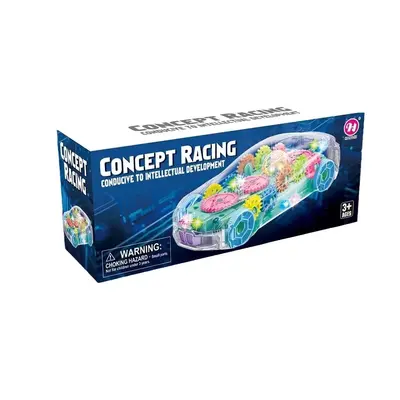 Electric Transparent Racing Car with Lights and Music for Kids - 5