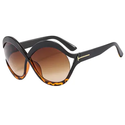 Oversized T-Frame Sunglasses, Round Frame, UV Protection Women's Style - 11
