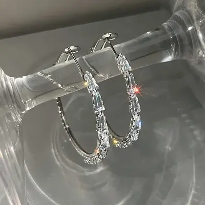 Luxus-Zirkonia-Ohrringe Kreisform, klassischer Stil für Damen