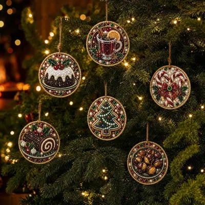 6-Piece Christmas Wooden Ornament DIY Set - 12