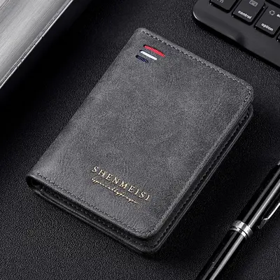 Men's Short Retro Zipper Wallet with Multiple Card Slots and Coin Pocket - 7