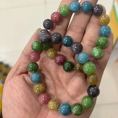Doğal Akik Taşlı Kristal Bileklik, DIY El Yapımı Takı Malzemesi, Renkli Boncuklar - 8
