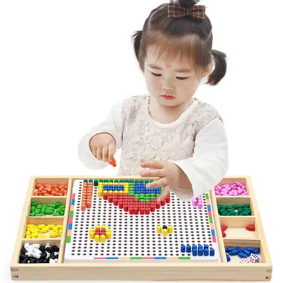 Kreatives Pilz-Nagel-Steckspiel-Set, Lernspielzeug für Jungen und Mädchen, Steckbrett für Babys, Puzzle für 3-6-7 Jahre