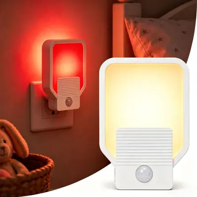670nm Kırmızı Işıklı LED Uyku Gece Lambası, Hareket Sensörlü, Kısılabilir, Prizli