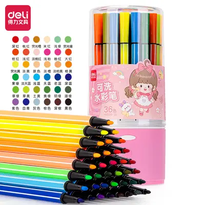 Deli HM654 suluboya kalem 12 renk yıkanabilir 36 çocuk sanat özel 24/48 fırça grafiti seti toptan