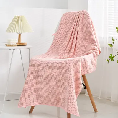 Polyester Coral Fleece Pineapple Pattern Bath Towel 3-Piece Set - 7