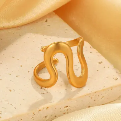 Stainless steel ring, 18K gold plated, minimalist design - 12