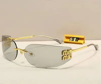 Miujia smua51s Narrow Rimless Sunglasses, Tea-Colored, Women's - 8