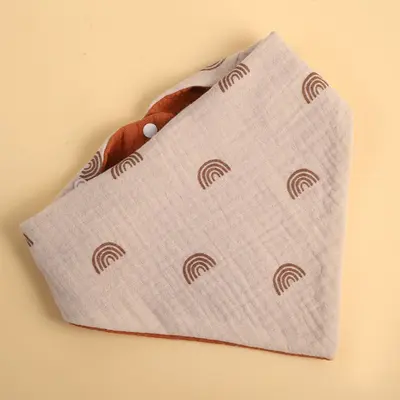 Baby drool cloth four-layer gauze baby absorbent triangle drool cloth bib, contrast color baby bib usable on both sides - 10